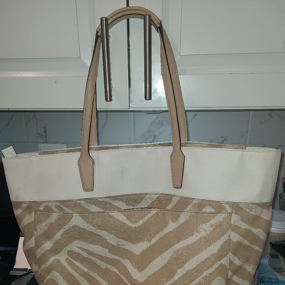 Coach Zebra Print Extra Large Canvas Resort Tote Bag in Khaki - Picture 6 of 6